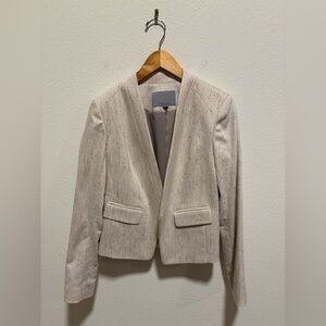 Classiques Entier Cream Open-Front Textured Heathered Blazer